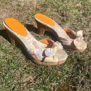 Coach Women's Multicolor Heeled Sandals Karen Bow Tie Summer Mule
